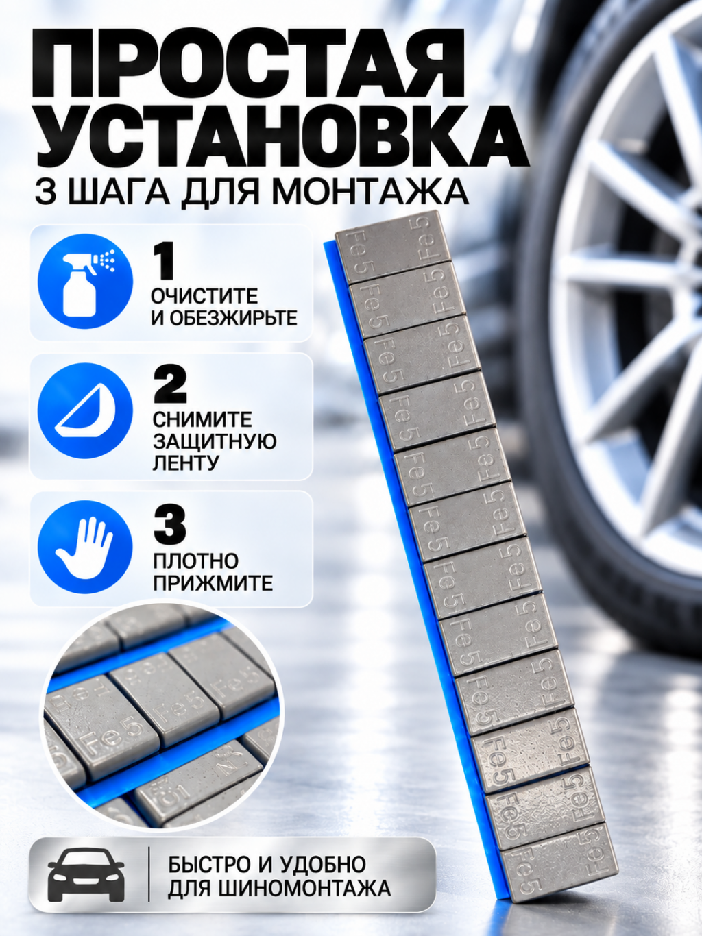 Груз балансировочный самокл. тонкий FE050C 60 гр 50 шт.